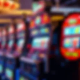 A thrilling view of a classic slot machine with vibrant symbols and spinning reels.