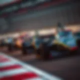 Exciting IndyCar Race Dynamics IndyCar race showing cars in action on track