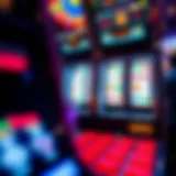 A close-up of a modern slot machine interface with digital displays