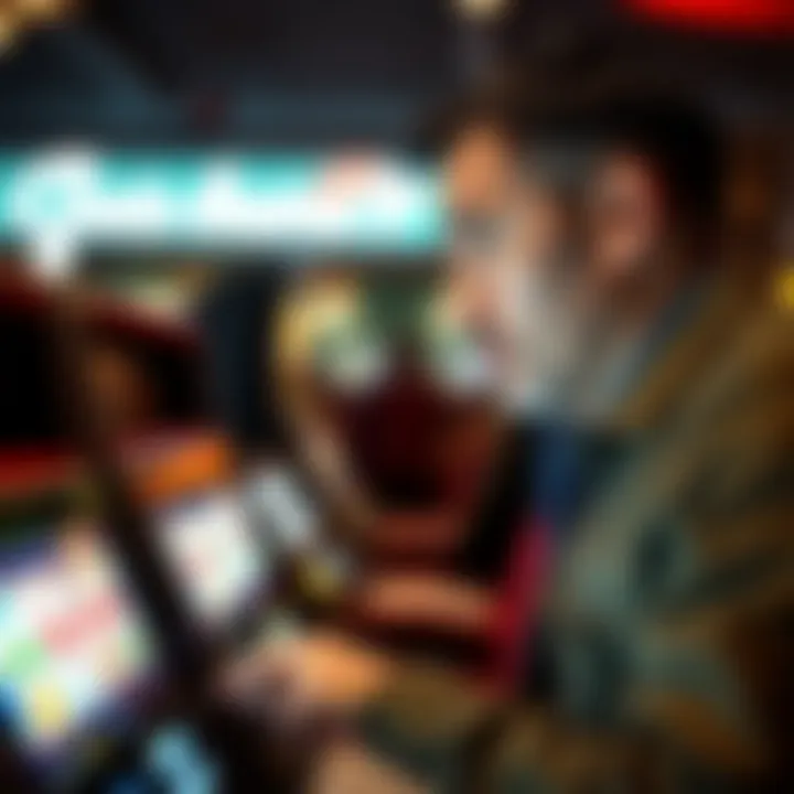 A thoughtful individual analyzing slot machine strategies and investment risks