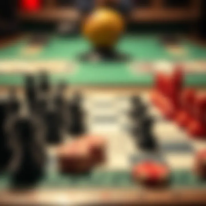 A chessboard-style layout demonstrating strategic moves in card games