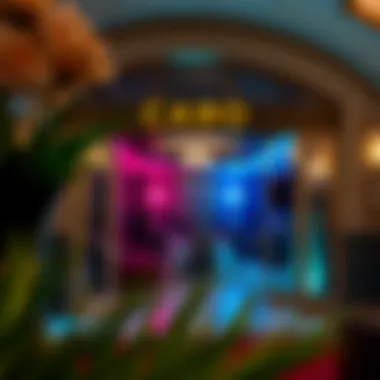 Sophisticated party entrance decorated with Casino Royale accents