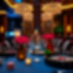 Elegant casino-themed table setting with vibrant decorations