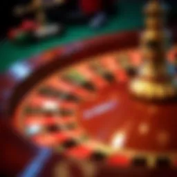 A classic roulette wheel displaying various betting options.