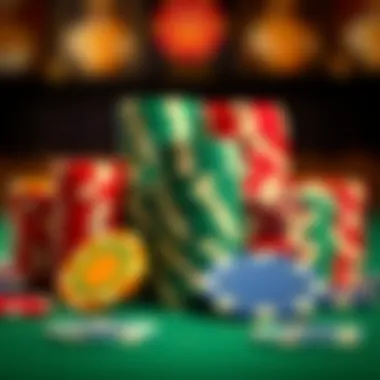 Diverse Colors of Poker Chips A beautifully arranged poker chip set showcasing a variety of colors