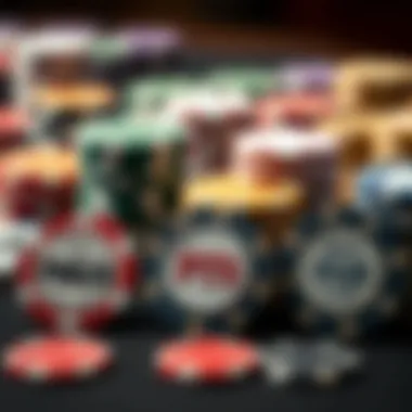 Variety of Unique Poker Chip Designs A collection of poker chips arranged by type, displaying their unique designs