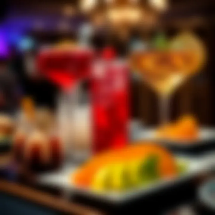 Delicious food and elegant drink presentations at a casino-themed party