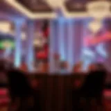 Sophisticated Table Arrangement for Casino Celebration Elegant casino-themed birthday party table setup with vibrant decorations