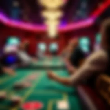 Exciting casino games setup with poker chips and game tables