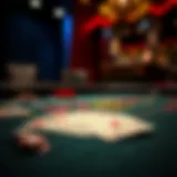 Close-up of blackjack cards on a felt table