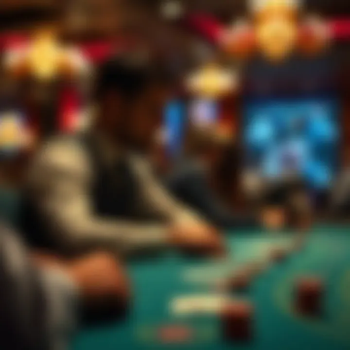 Player strategizing at a blackjack table