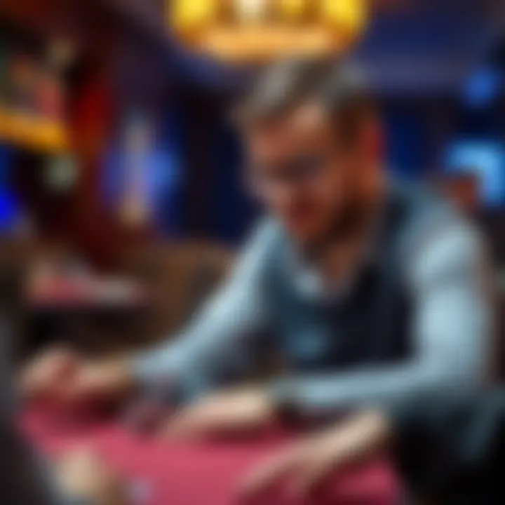 Player engaged in a focused poker game