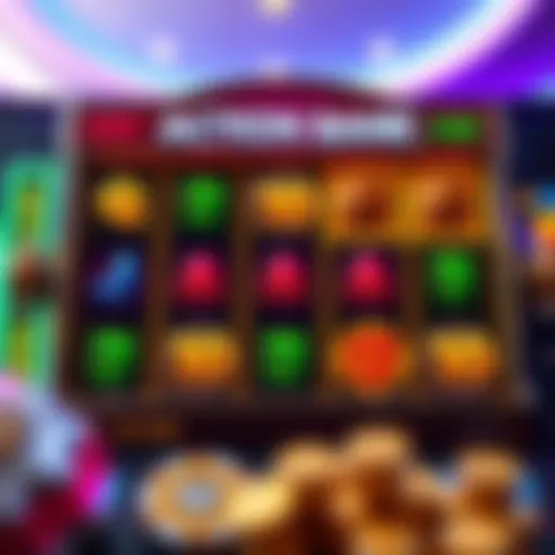 Visual representation of Action Bank slot interface showcasing symbols and reels