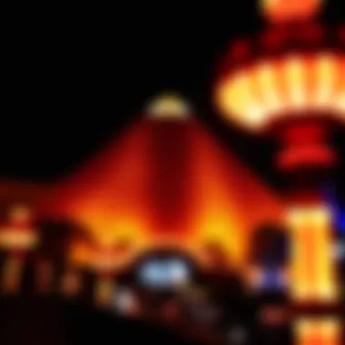 The iconic Luxor Pyramid at night