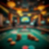 Blackjack table with cards and chips