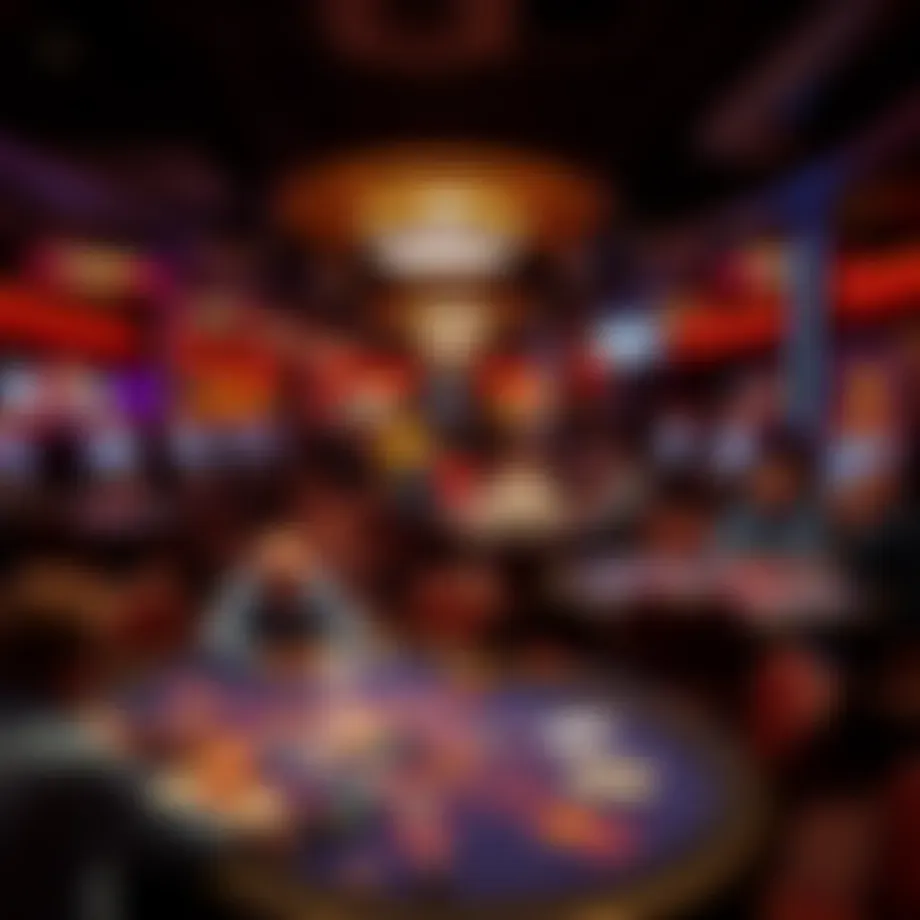 Intricate layout of a Boston poker room with players engaged in games
