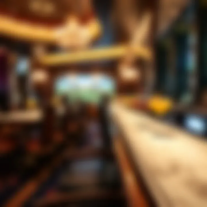 Elegant bar area featuring a selection of drinks and cocktails within the casino