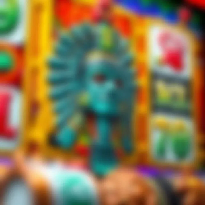 Colorful depiction of Aztec symbols and icons used in slots