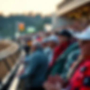 Spectators at a Thrilling Horse Racing Event A vibrant scene of spectators enjoying a horse racing event