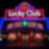 Exterior view of Lucky Club Las Vegas showcasing its vibrant entrance