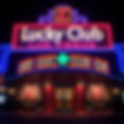 Exterior view of Lucky Club Las Vegas showcasing its vibrant entrance