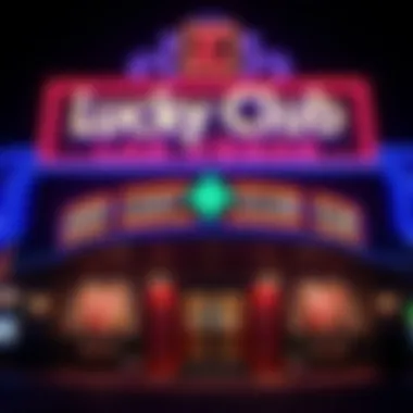 Exterior view of Lucky Club Las Vegas showcasing its vibrant entrance