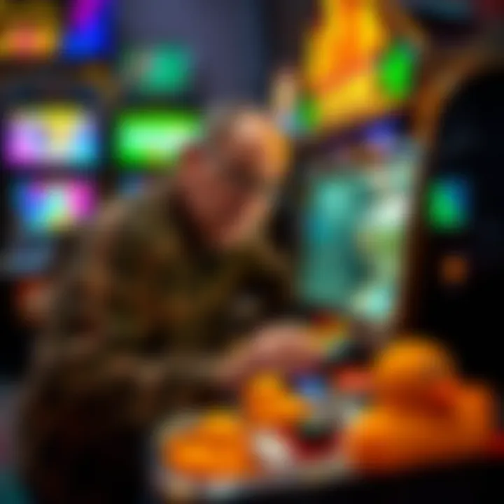 Collector's Insight on Lucky Ducky Purchases A collector examining a Lucky Ducky slot machine for sale