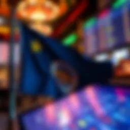 Minnesota state flag with a backdrop of online betting interface