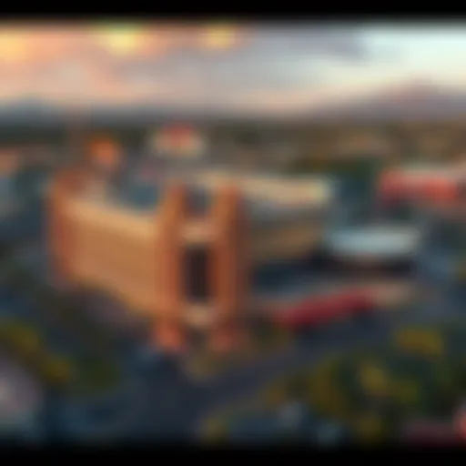 Aerial Perspective of San Manuel Casino Aerial view of San Manuel Casino showcasing its architectural design