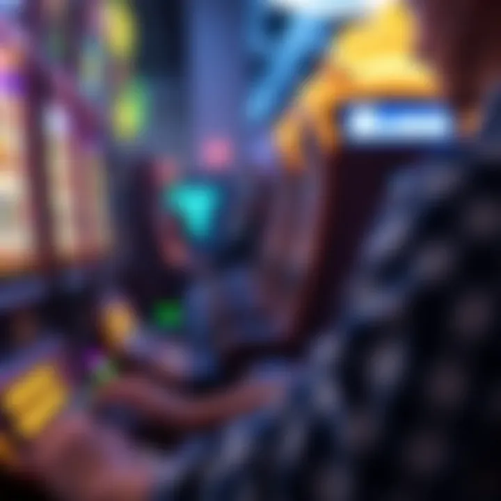 Player Engaging with Online Slot Game A close-up view of a player engaging with an online slot game