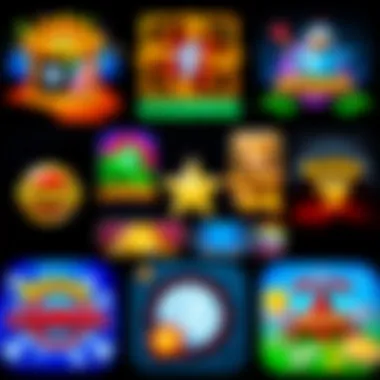 A visually appealing collage of different casino game icons on a screen.