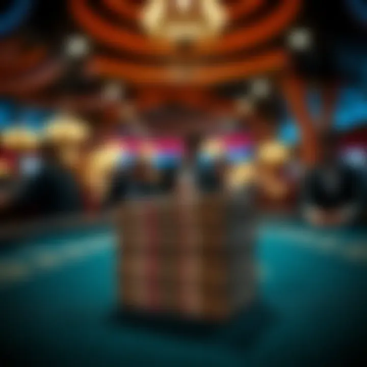 The Stakes of Anonymity A stack of cash on a gaming table with a backdrop of blurred figures