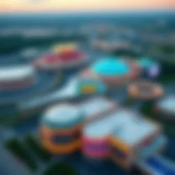 Aerial view of a Kentucky casino complex showcasing its vibrant architecture