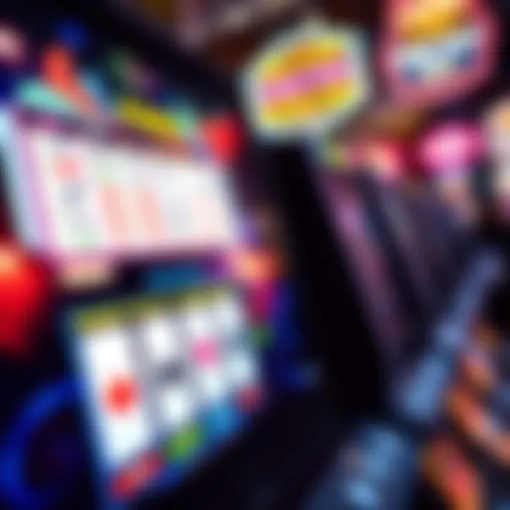 A close-up view of a video poker machine showcasing vibrant graphics and a player strategy chart.