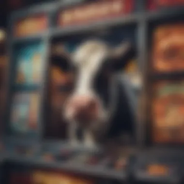 Artistic Representation of Moo Cow Slot Machine Artistic representation of the Moo Cow Slot Machine with vibrant colors and themes