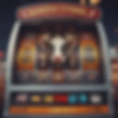 Gameplay Interface of Moo Cow Slot Machine Close-up view of the gameplay interface showcasing symbols and paylines