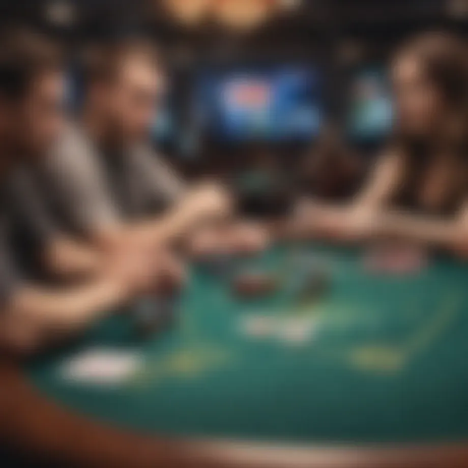 A vibrant online poker table showcasing various game styles and player interactions