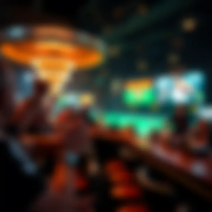 Fans cheering in a vibrant sports bar during a game