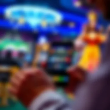 A close-up of a user engaging with a gambling app, showcasing user experience.