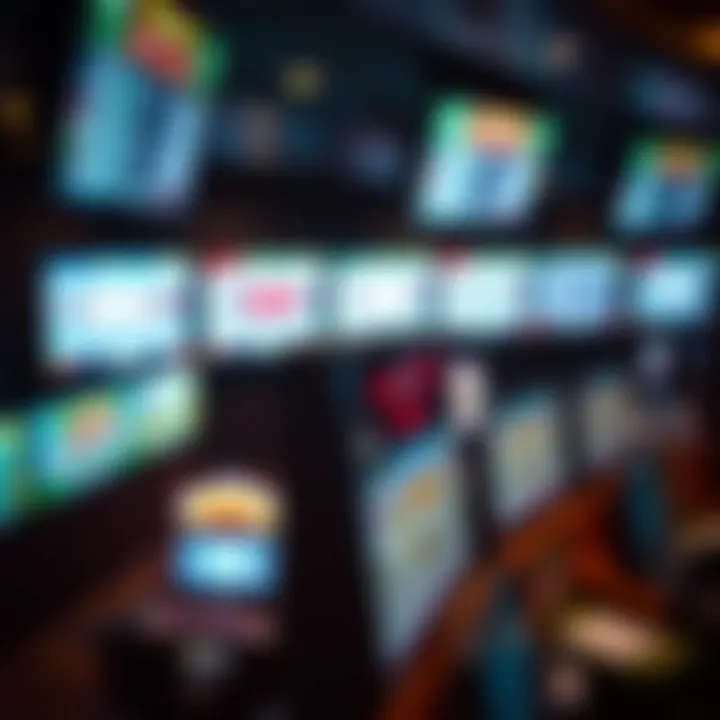 Digital Screens in Horseshoe Casino Baltimore Sportsbook Overview of the sportsbook's digital screens displaying game odds and betting lines