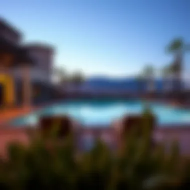 Serene Poolside Retreat Relaxing pool area at a Las Vegas hotel with no resort fees
