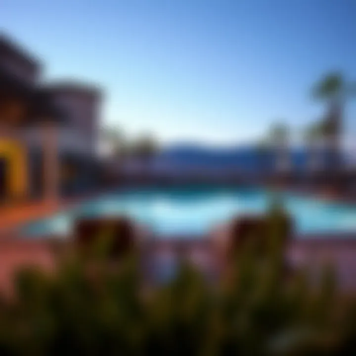 Serene Poolside Retreat Relaxing pool area at a Las Vegas hotel with no resort fees