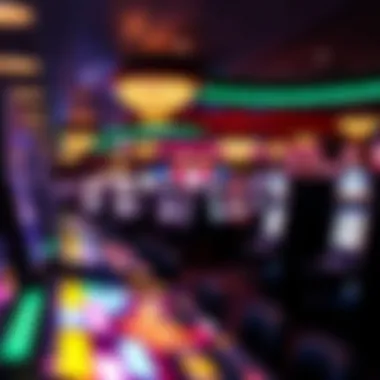 A vibrant gaming floor filled with various slot machines and tables