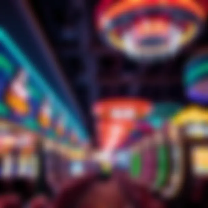 Dynamic gaming floor with vibrant promotion signs