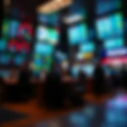A modern betting shop with various screens displaying odds