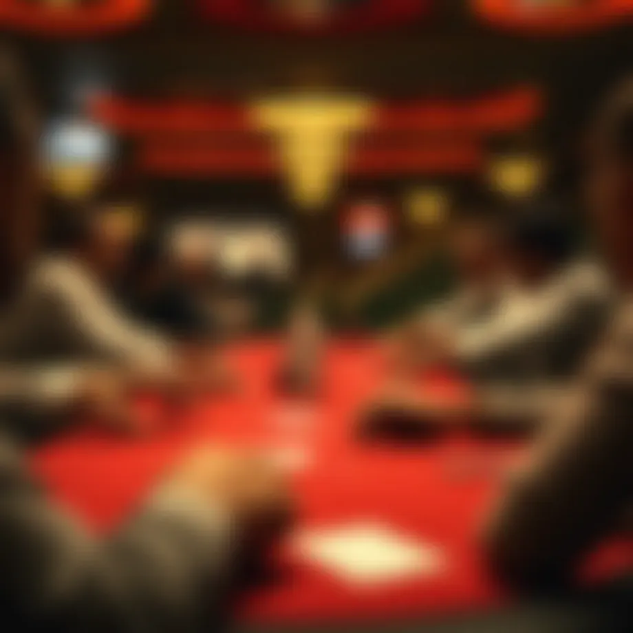 A full poker table showcasing intense gameplay