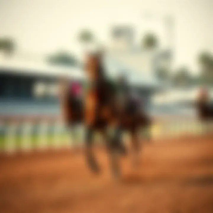 Thoroughbred in Motion A thoroughbred galloping on a racetrack