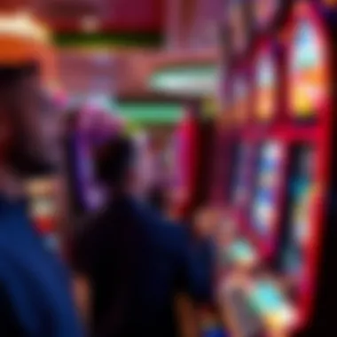 Engaging with a Modern Slot Machine Interface Player engaging with a modern slot machine interface