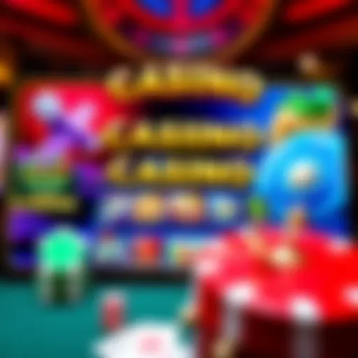 Illustration of a virtual casino interface showcasing various games