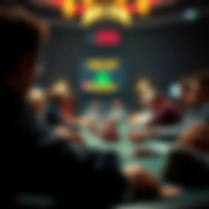 A thrilling live poker event emphasizing the excitement of chip acquisition.